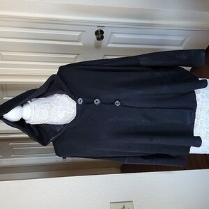 Capote Cropped Oversized Hooded Asymmetrical Button Down Cardigan